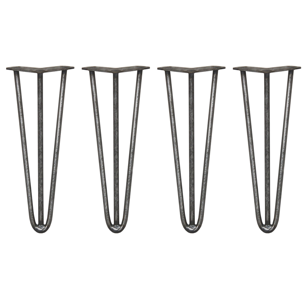 4 x 14" Hairpin Legs - 3 Prong - 12mm - Raw Steel - Used - Very Good