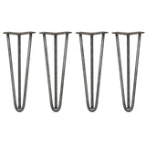 4 x 14" Hairpin Legs - 3 Prong - 12mm - Raw Steel - Used - Very Good