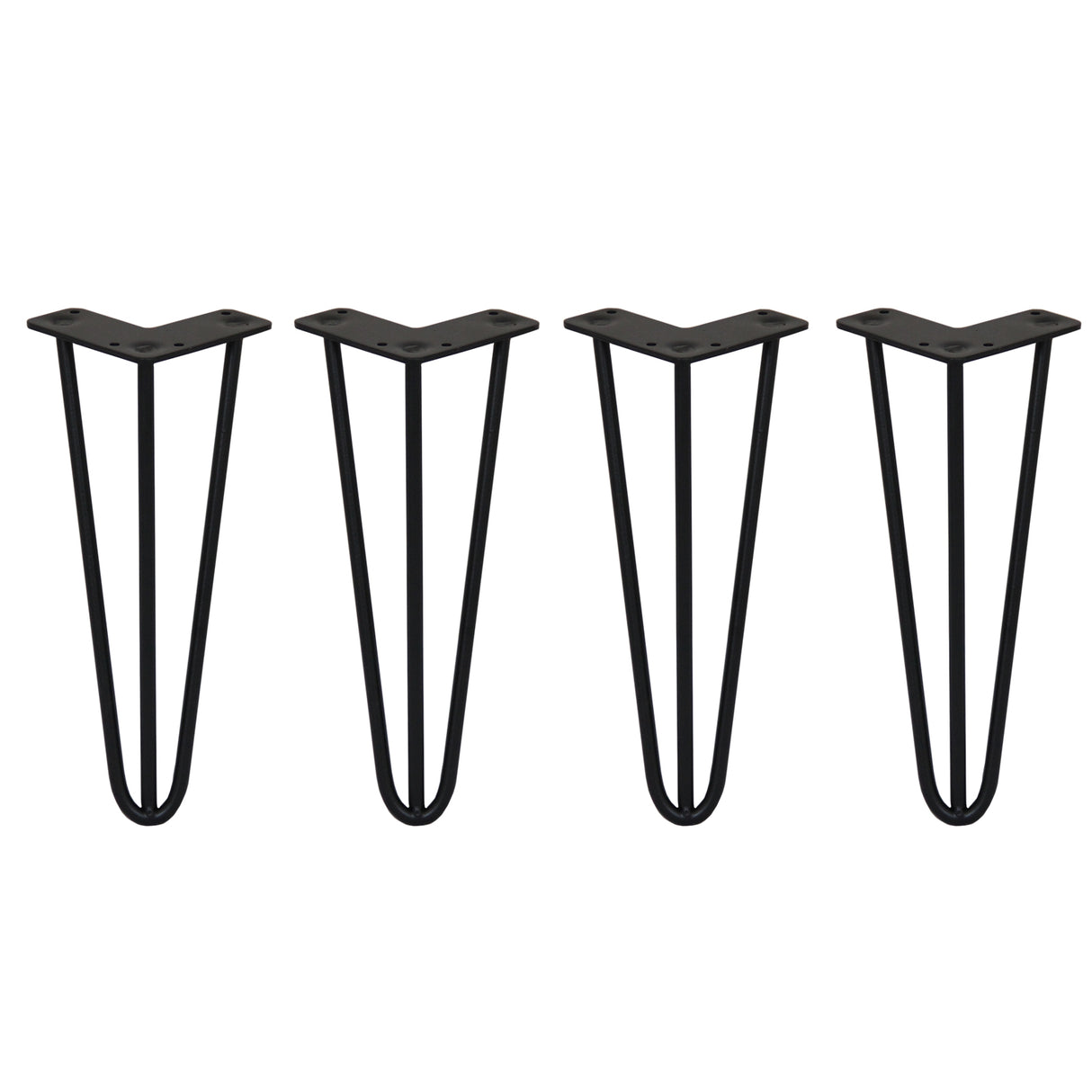 4 x 12" Hairpin Legs - 3 Prong - 10mm - Black - Like New
