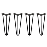 4 x 12" Hairpin Legs - 3 Prong - 10mm - Black - Like New