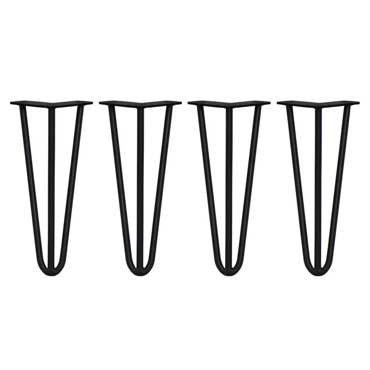 4 x 12" Hairpin Legs - 3 Prong - 12mm - Black - Like New