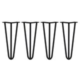 4 x 12" Hairpin Legs - 3 Prong - 12mm - Black - Like New