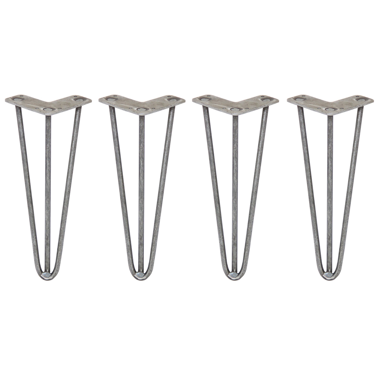 4 x 12" Hairpin Legs - 3 Prong - 10mm - Raw Steel - Like New