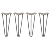 4 x 12" Hairpin Legs - 3 Prong - 10mm - Raw Steel - Like New