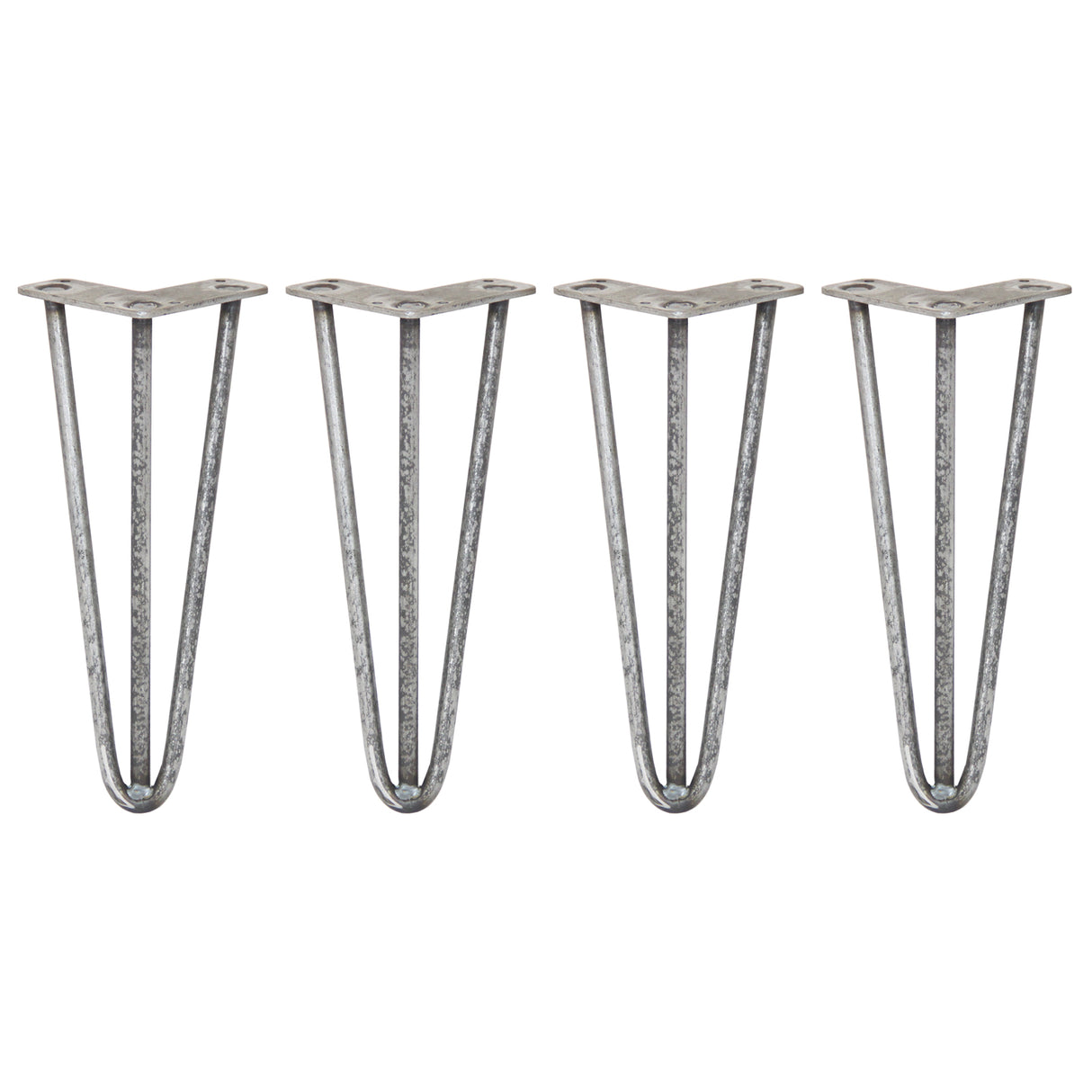 4 x 12" Hairpin Legs - 3 Prong - 12mm - Raw Steel - Like New