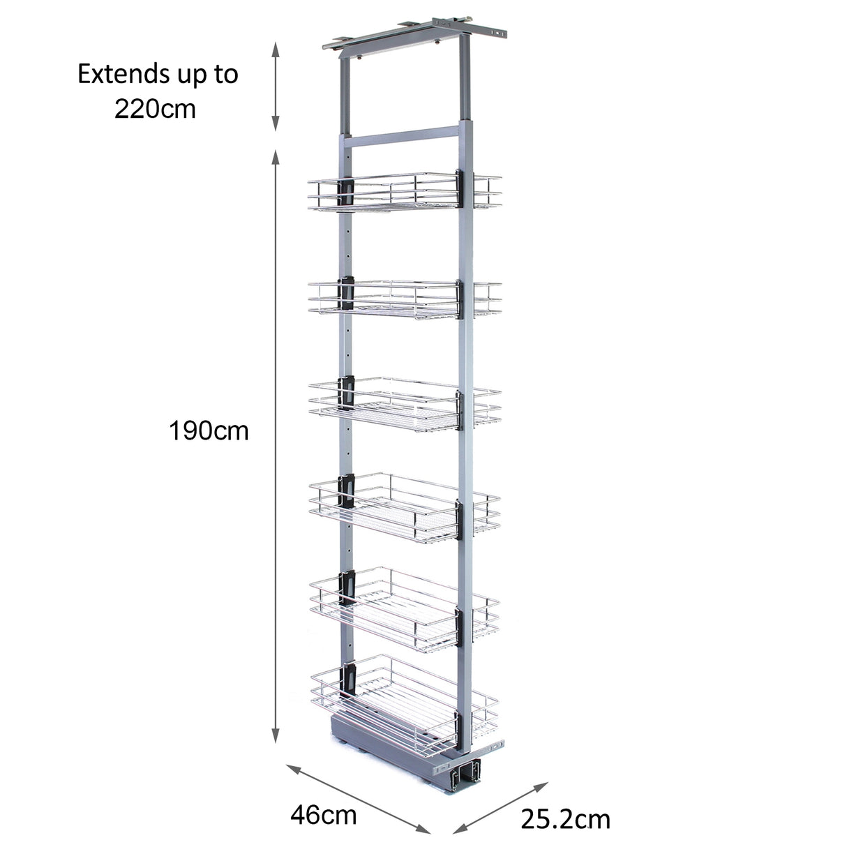 KuKoo Pull Out Soft Close Kitchen Larder – 46cm D x 190-220cm H - Used - Good