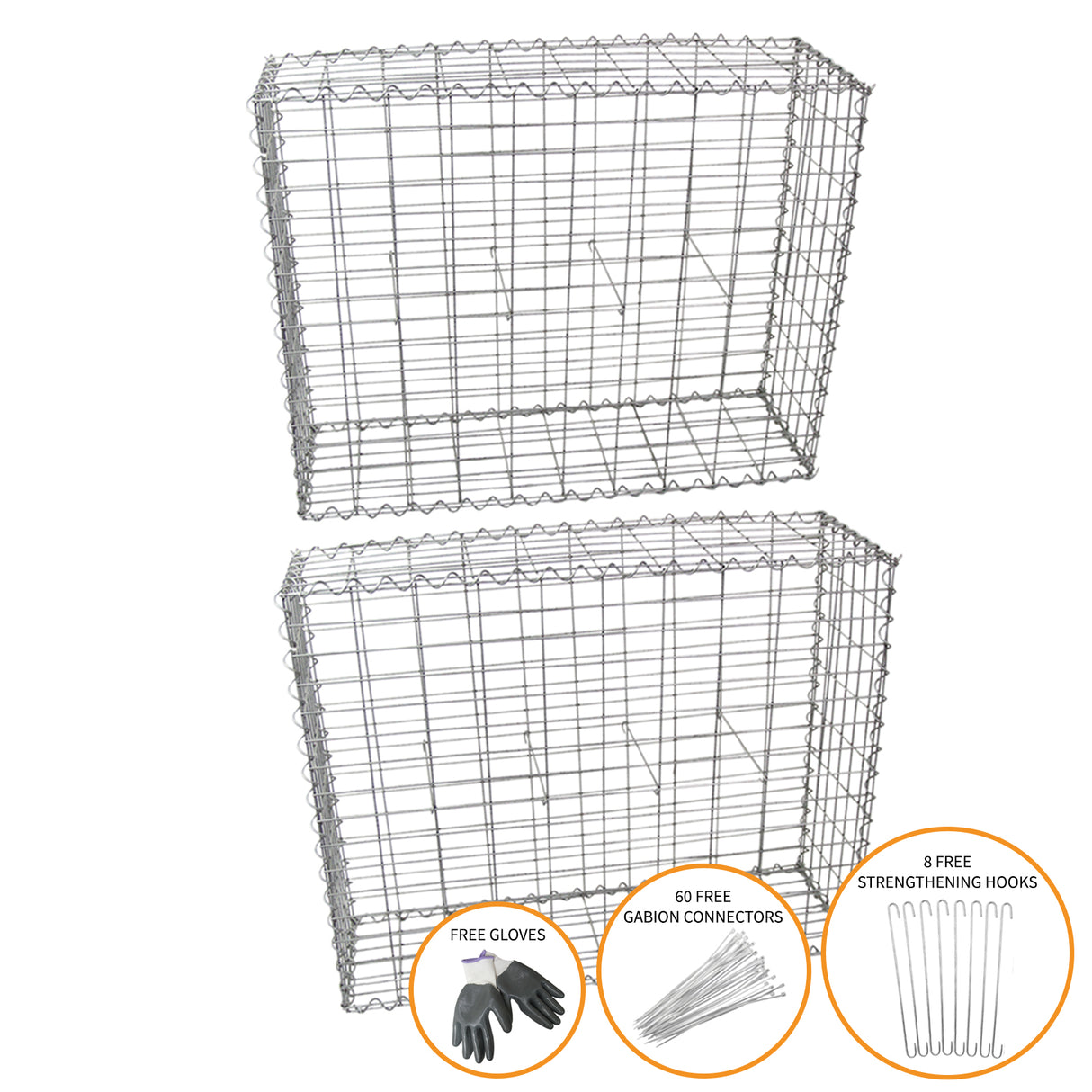 Gabion Baskets 100 x 95 x 30cm / 2 Pack - Like New