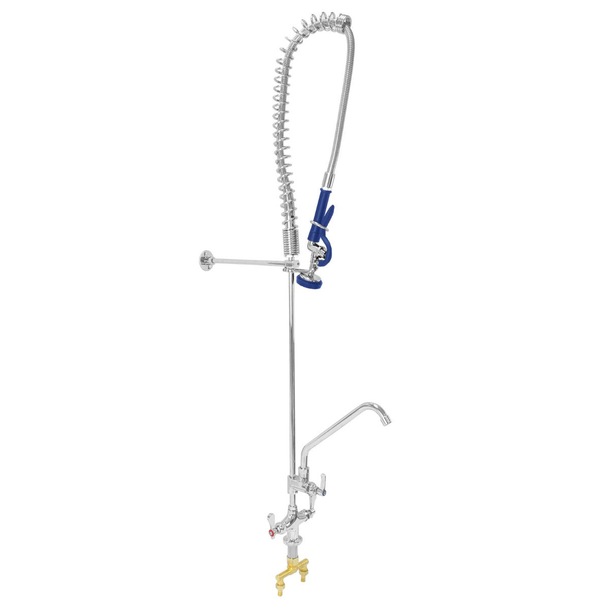 KuKoo Commercial Sink & Pre-Rinse Tap - Right Hand Drainer, 6ft Stainless Steel Catering Bench, 2 x Wall Mounted Shelves with extra Pre-Rinse Commercial Tap - Used - Very Good