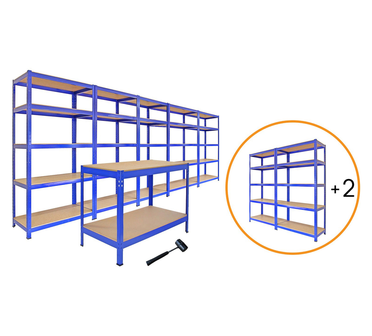 Garage Racking - Junk Eater Bundle - Boltless 5 Tier Garage Shelves - Used - Acceptable