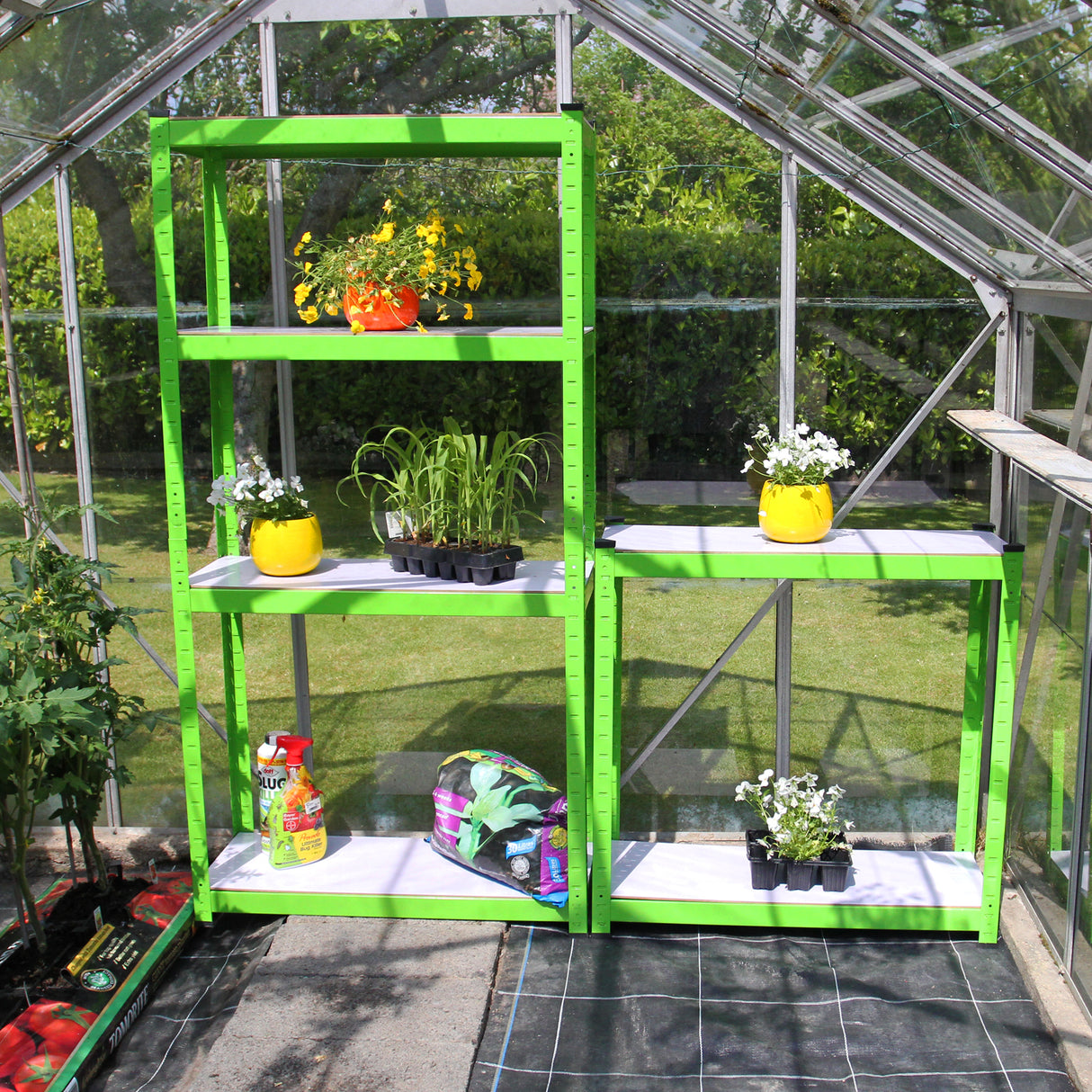 2 x Greenhouse Water-Resistant Racking - Used - Good