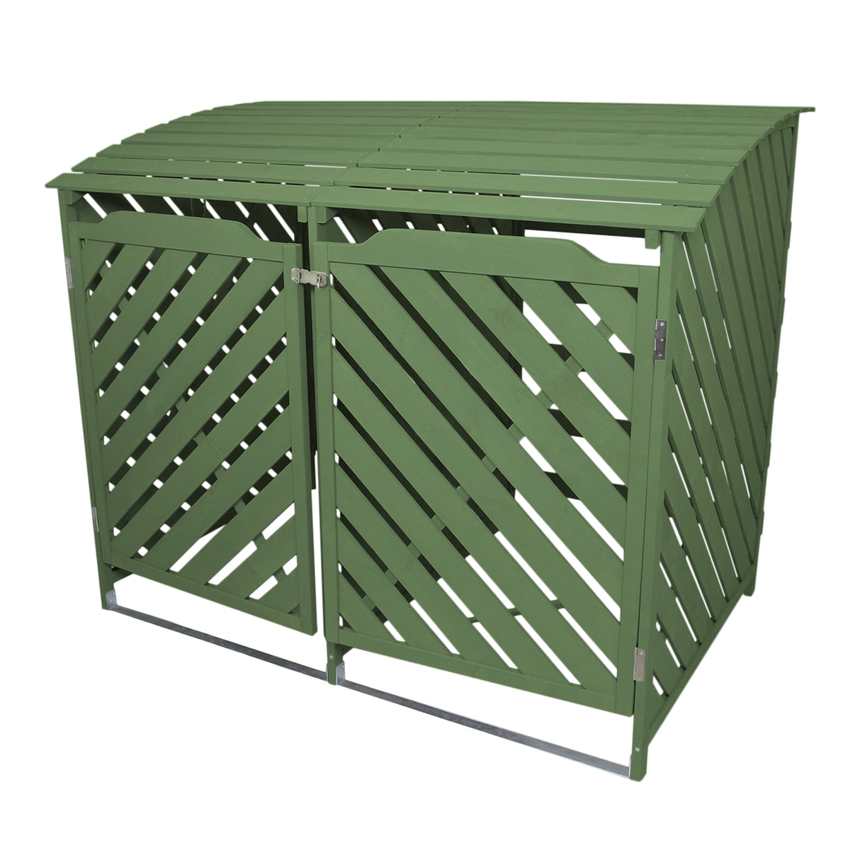 Sage Green Double Wheelie Bin Storage - Used - Acceptable
