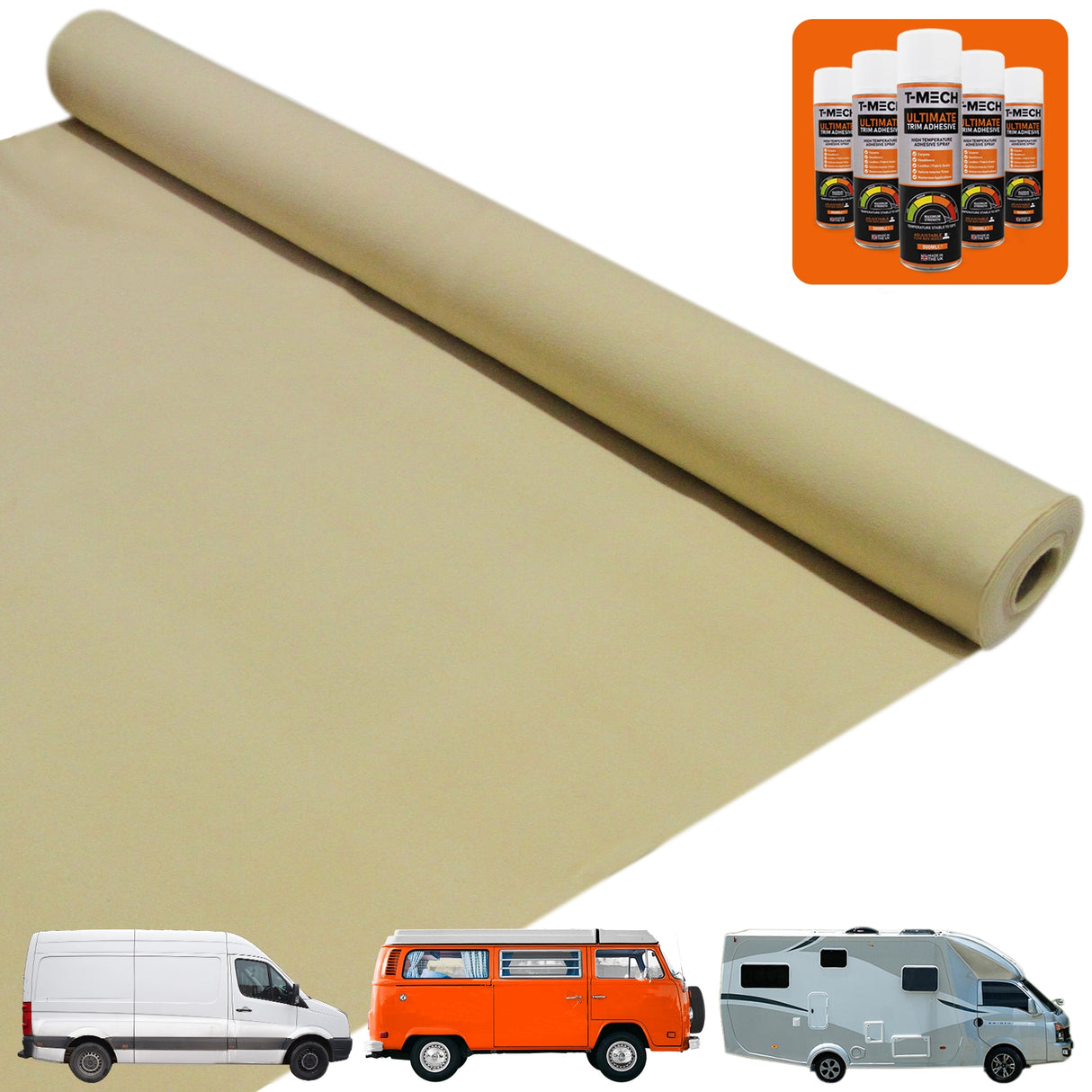 Van Carpet Lining / Wheat & 5 Adhesive Cans - Used - Very Good