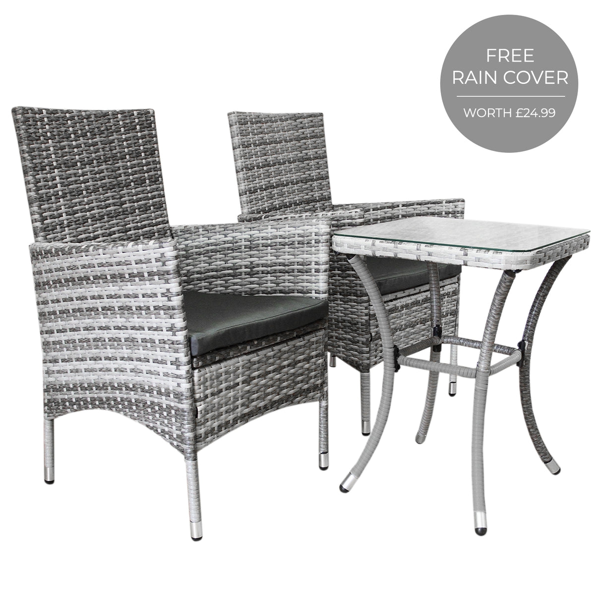 Jardí Rattan Bistro Set Light Grey - Like New
