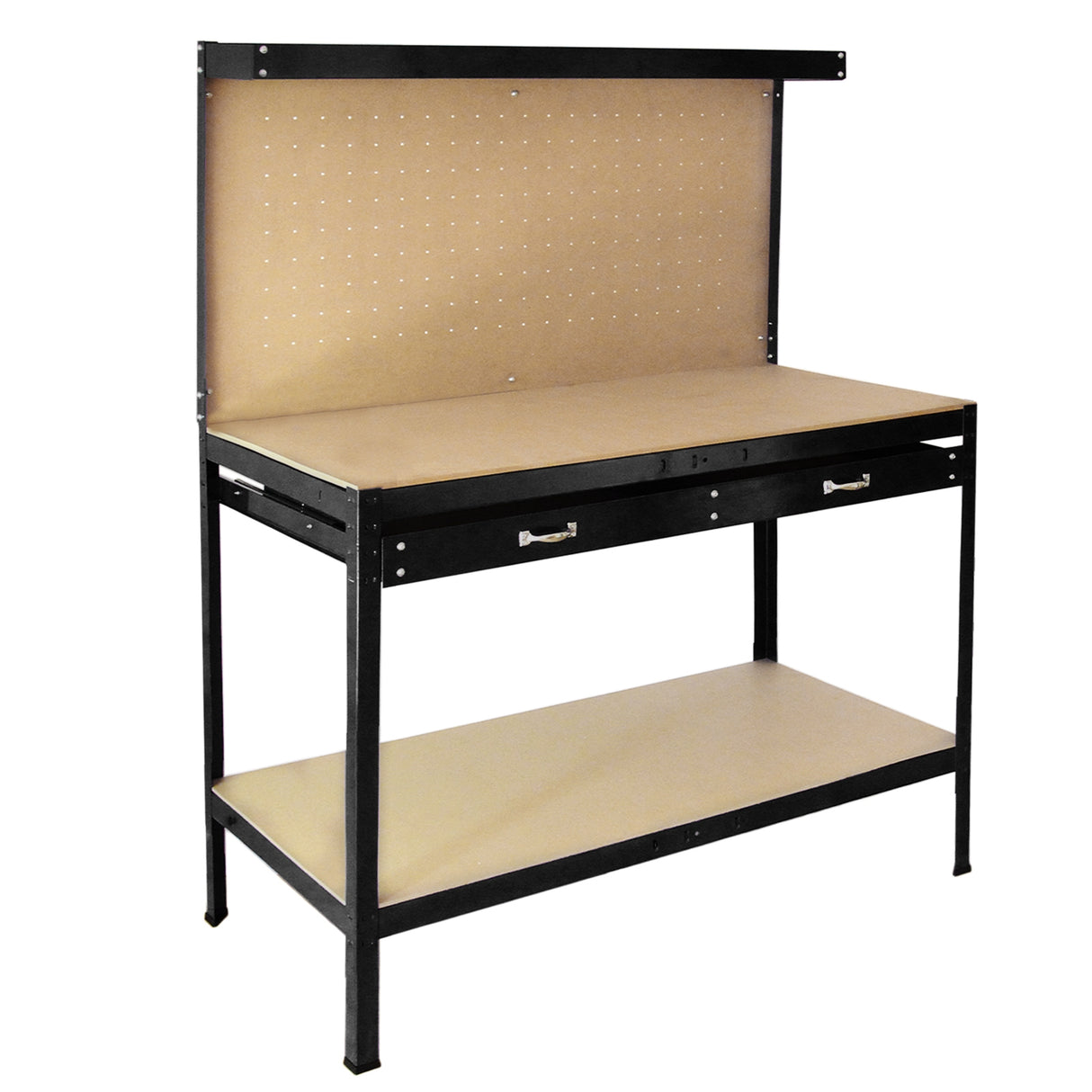 Workbench With Pegboard And Drawer In Black - Used - Good