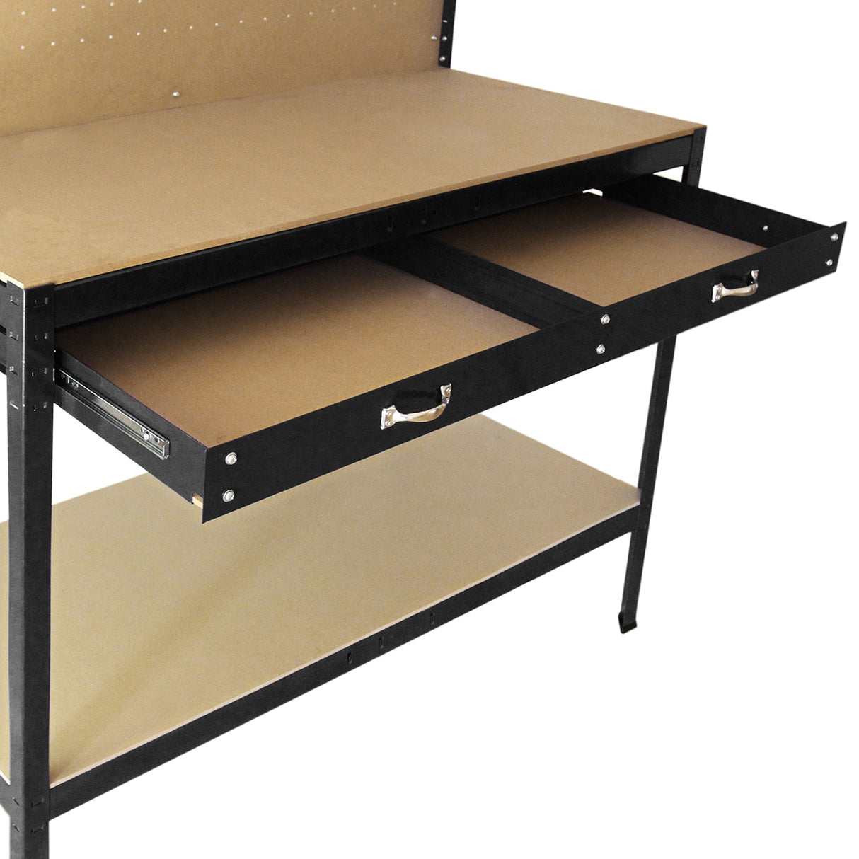 Workbench With Pegboard And Drawer In Black - Used - Acceptable