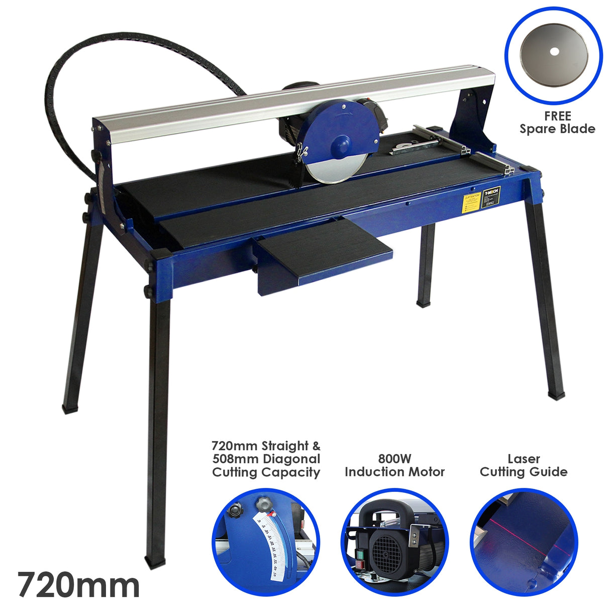 T-Mech Wet Tile Cutter Bench - 720mm / 800W - Like New