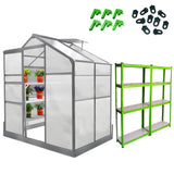 Greenhouse 6ft x 6ft (Green) & Racking - Used - Good