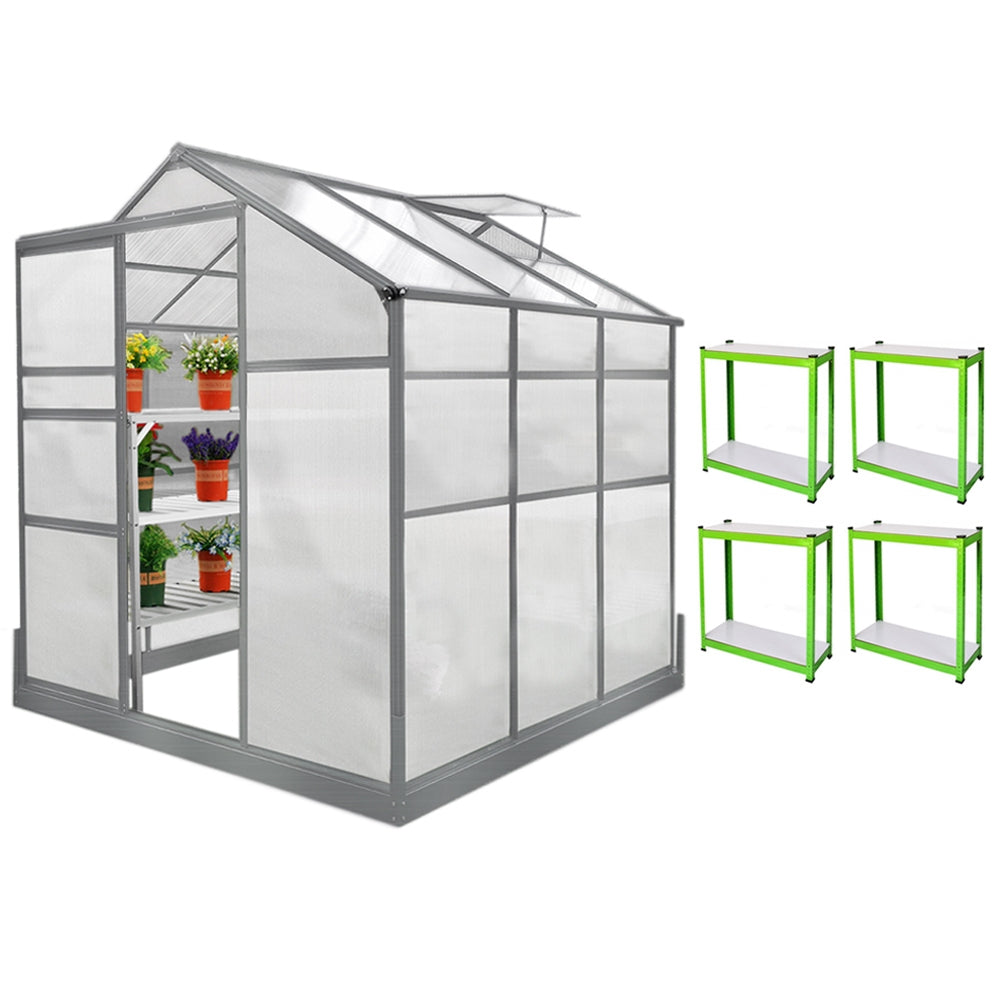 Greenhouse 6ft x 6ft With Base And 2 x Water-Resistant Racks - Used - Good
