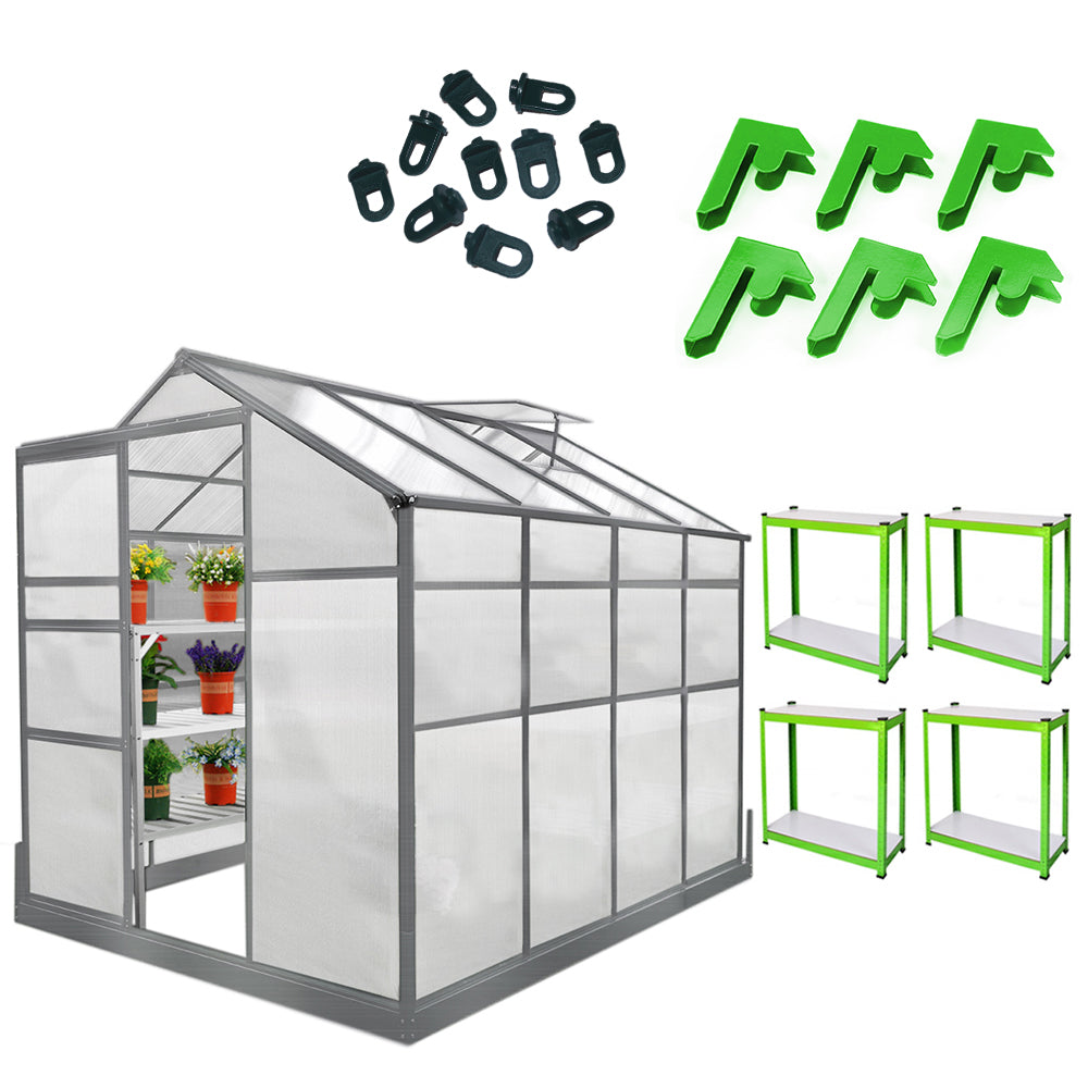 Greenhouse 6ft x 8ft With Base And Racking - Used - Acceptable