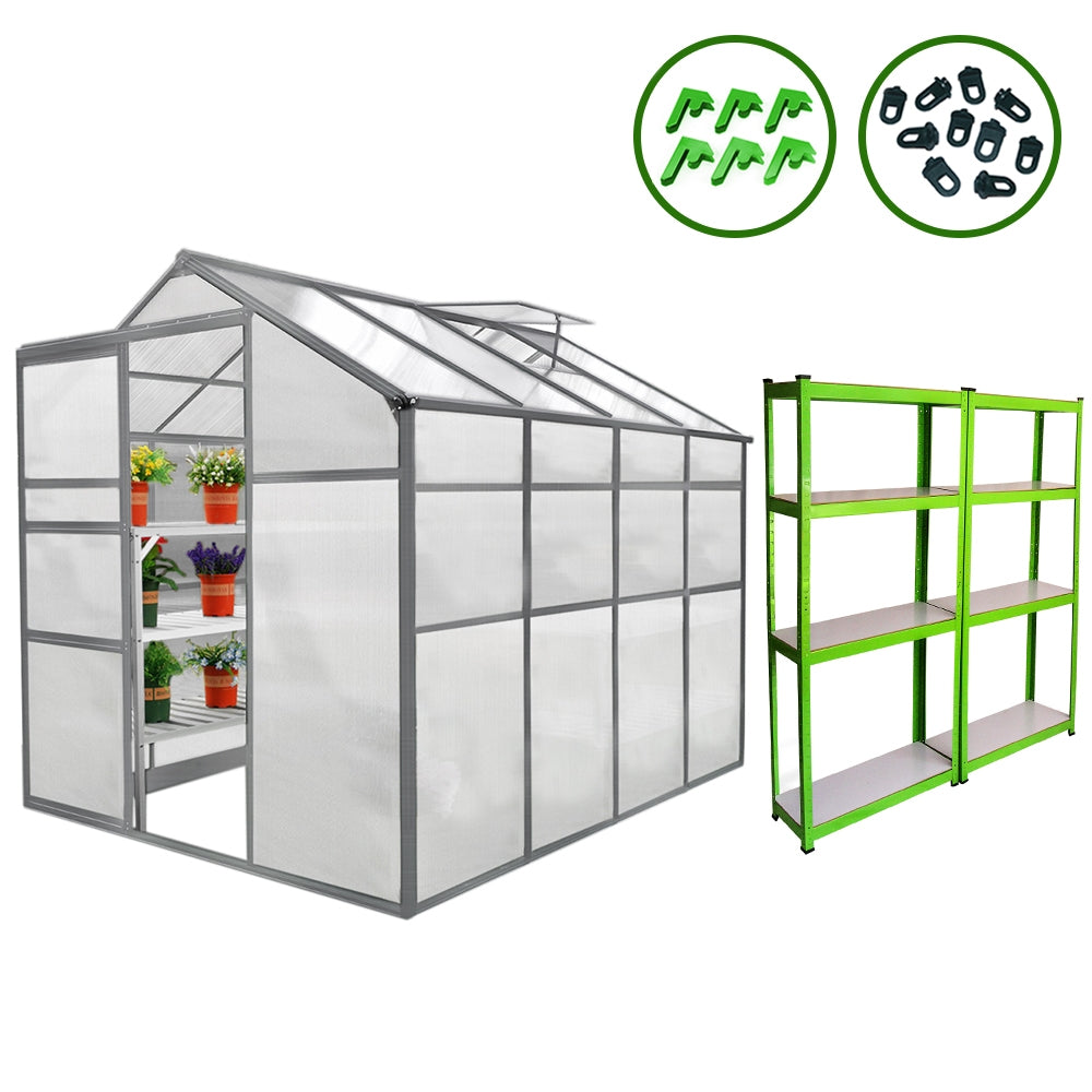 Greenhouse 6ft x 8ft And 2 x Water-resistant Racks - Used - Good