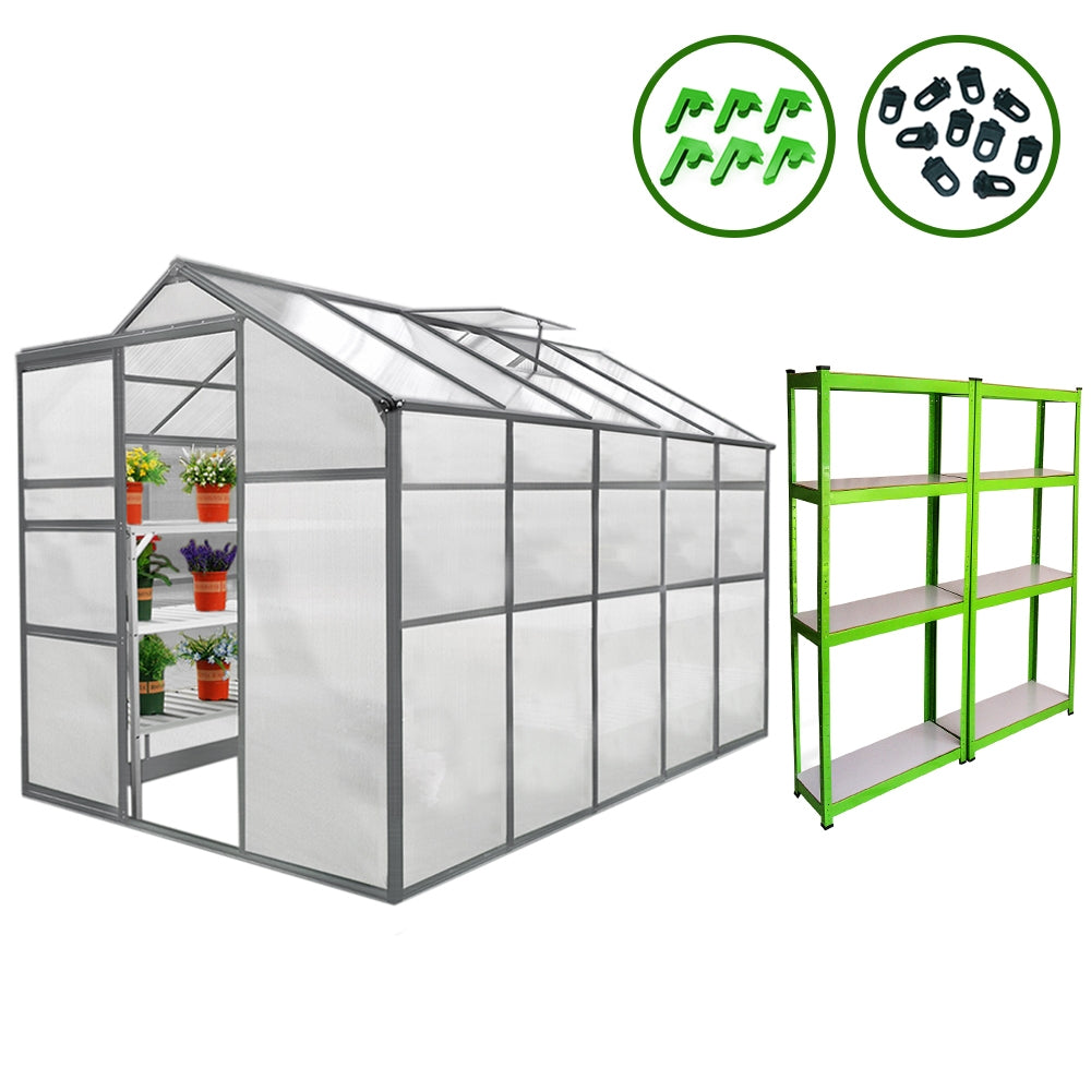 Greenhouse 6ft x 10ft And 2 x Water-resistant Racks - Like New