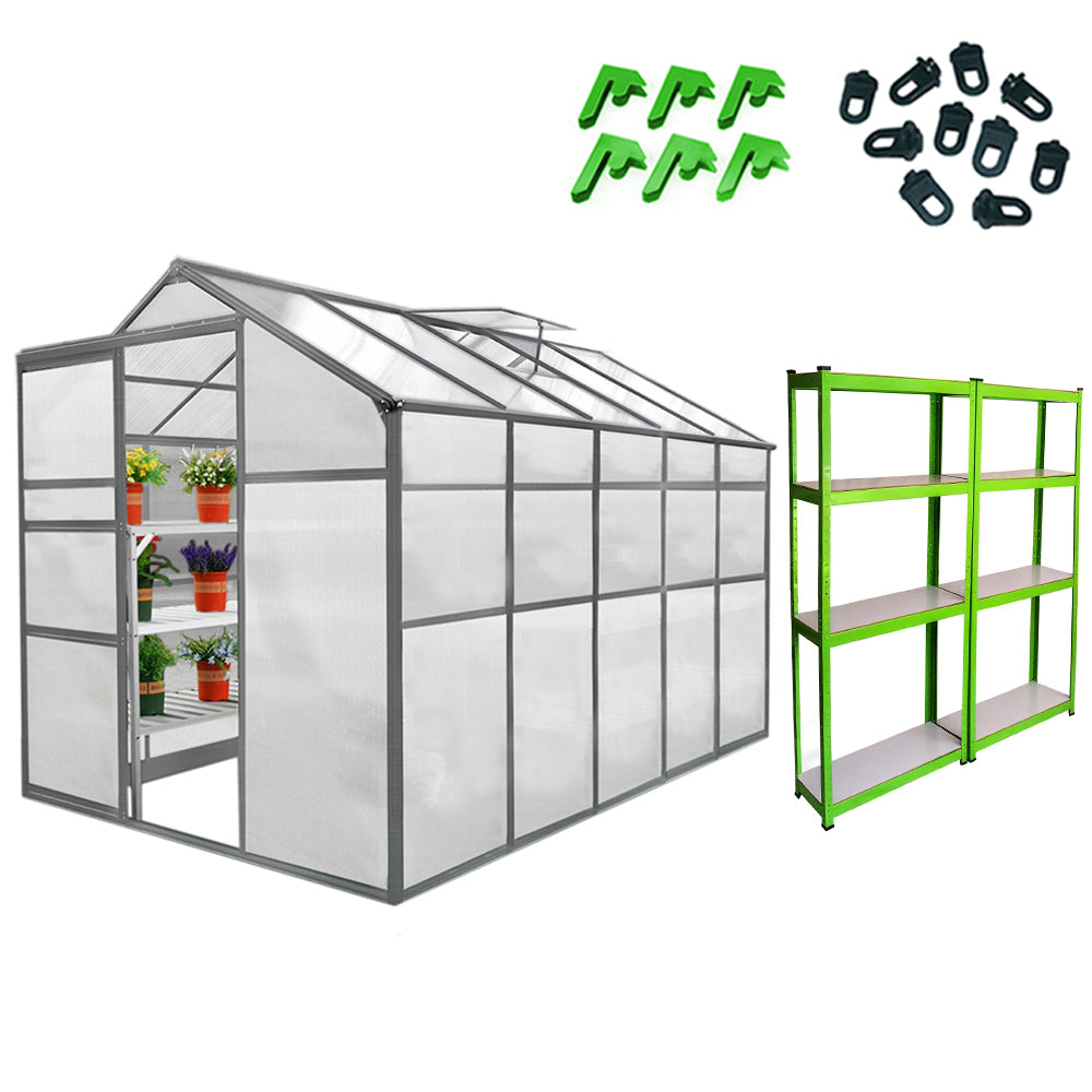 Greenhouse 6ft x 10ft And 2 x Water-resistant Racks - Like New
