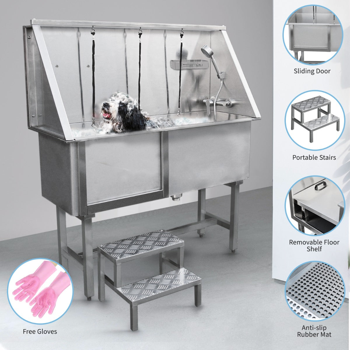 Pet Dog Bath Steel Tub Washing Station 400mm - Like New