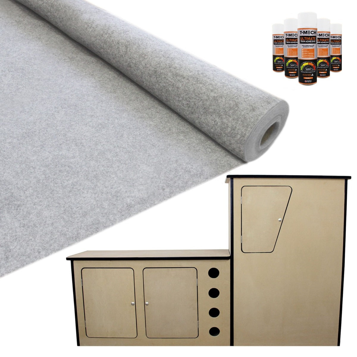 11sqm Silver Grey Van Lining & Glue With Camper Kitchen - Used - Good