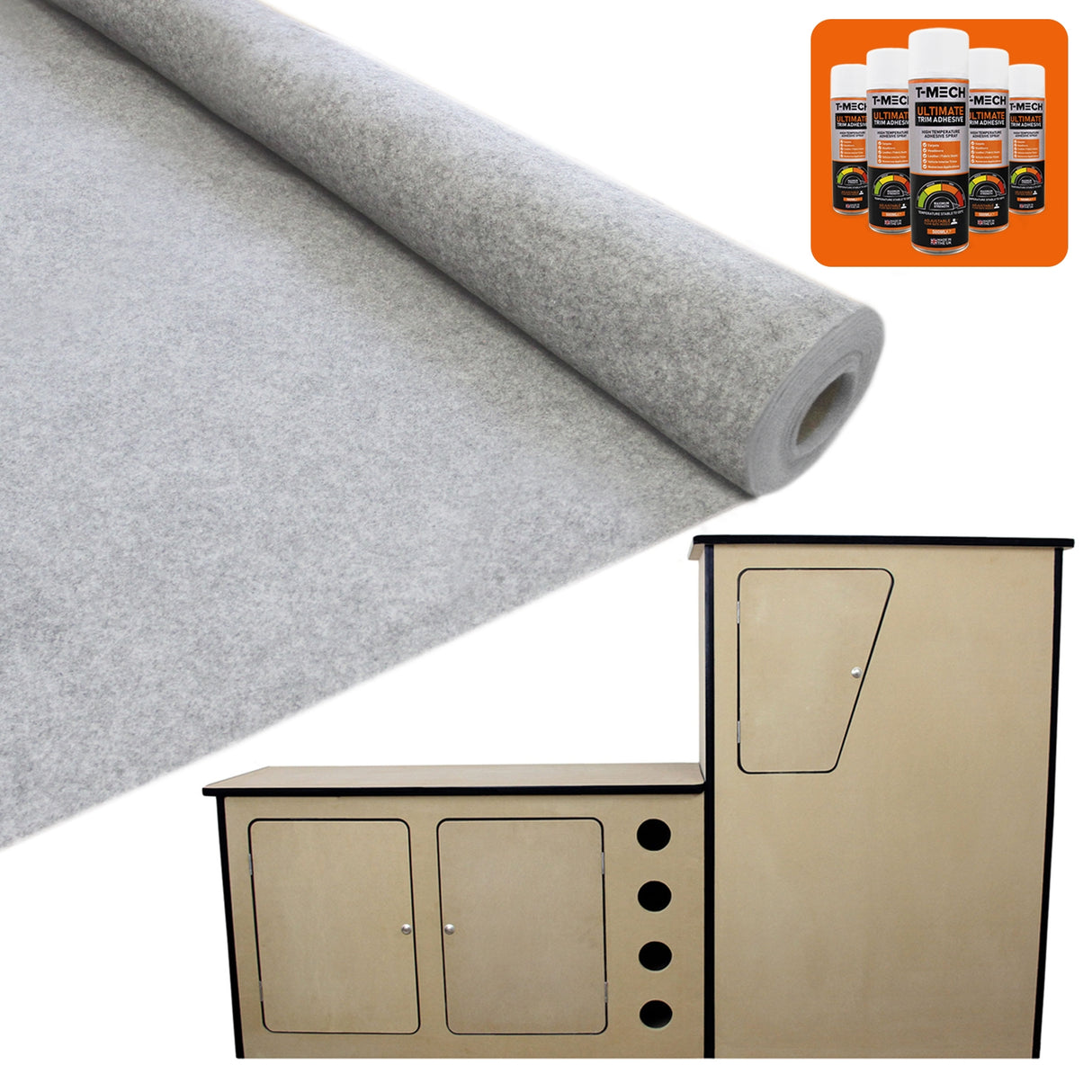 11sqm Silver Grey Van Lining & Glue With Camper Kitchen - Used - Good