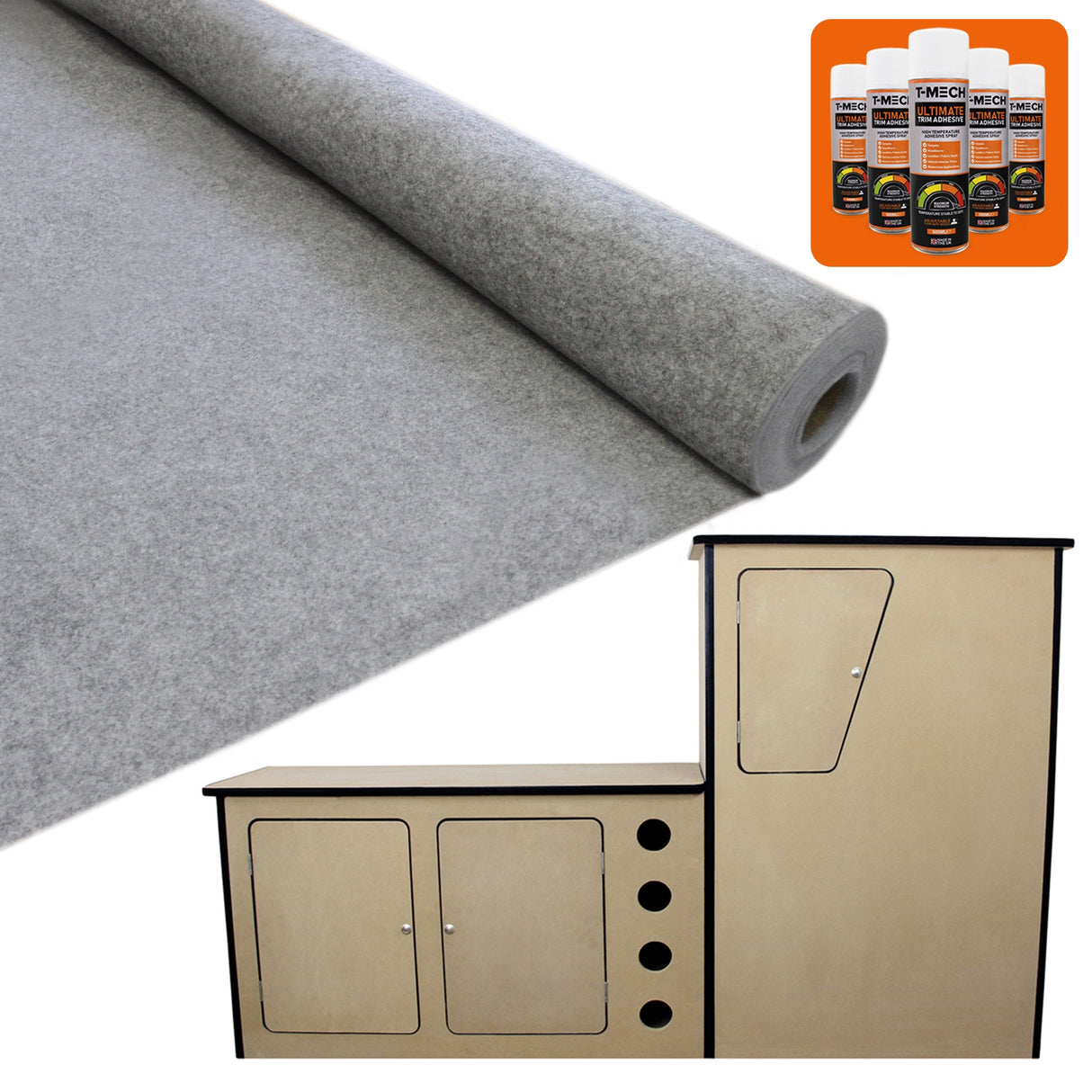 11sqm Smoke Grey Van Lining & Glue With Camper Kitchen - Used - Very Good