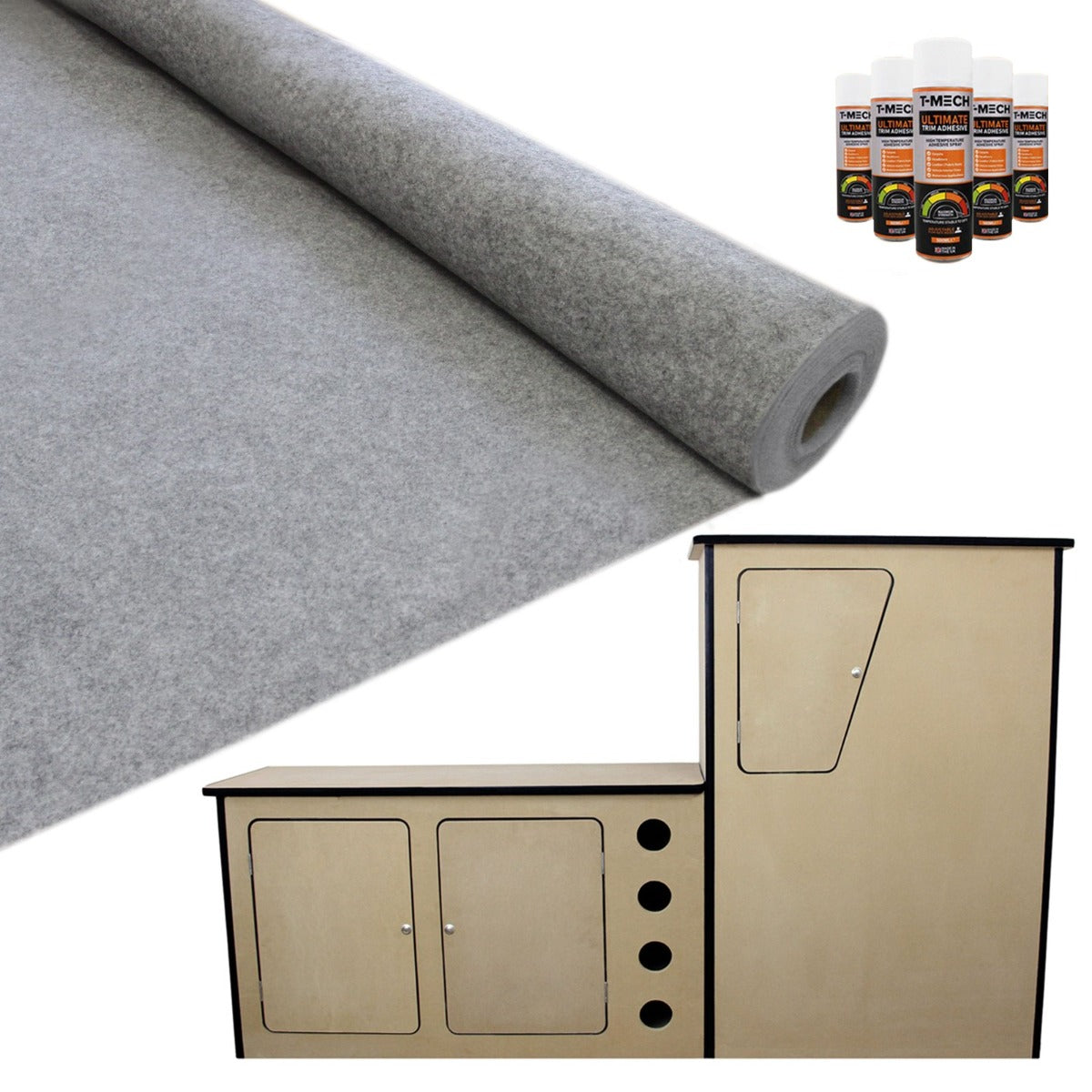 11sqm Smoke Grey Van Lining & Glue With Camper Kitchen - Used - Good