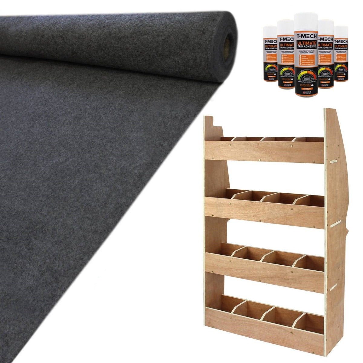 11sqm Anthracite Van Lining, Glue & Citroen Berlingo Rack - Used - Acceptable