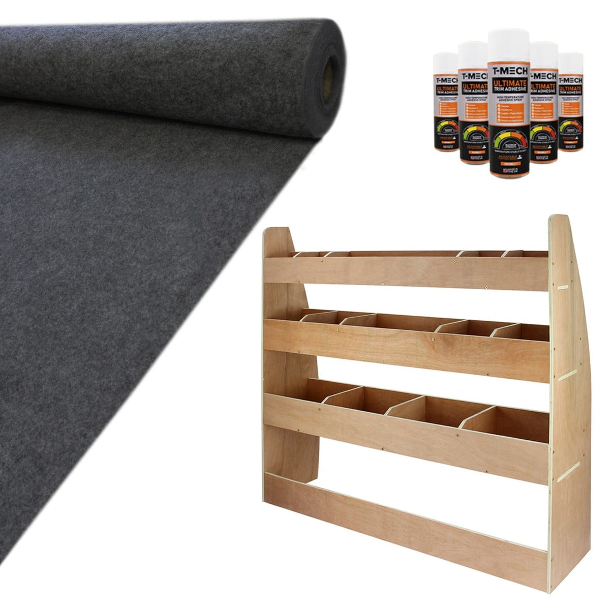 11sqm Anthracite Van Lining, Glue & VW Caddy Rack - Like New