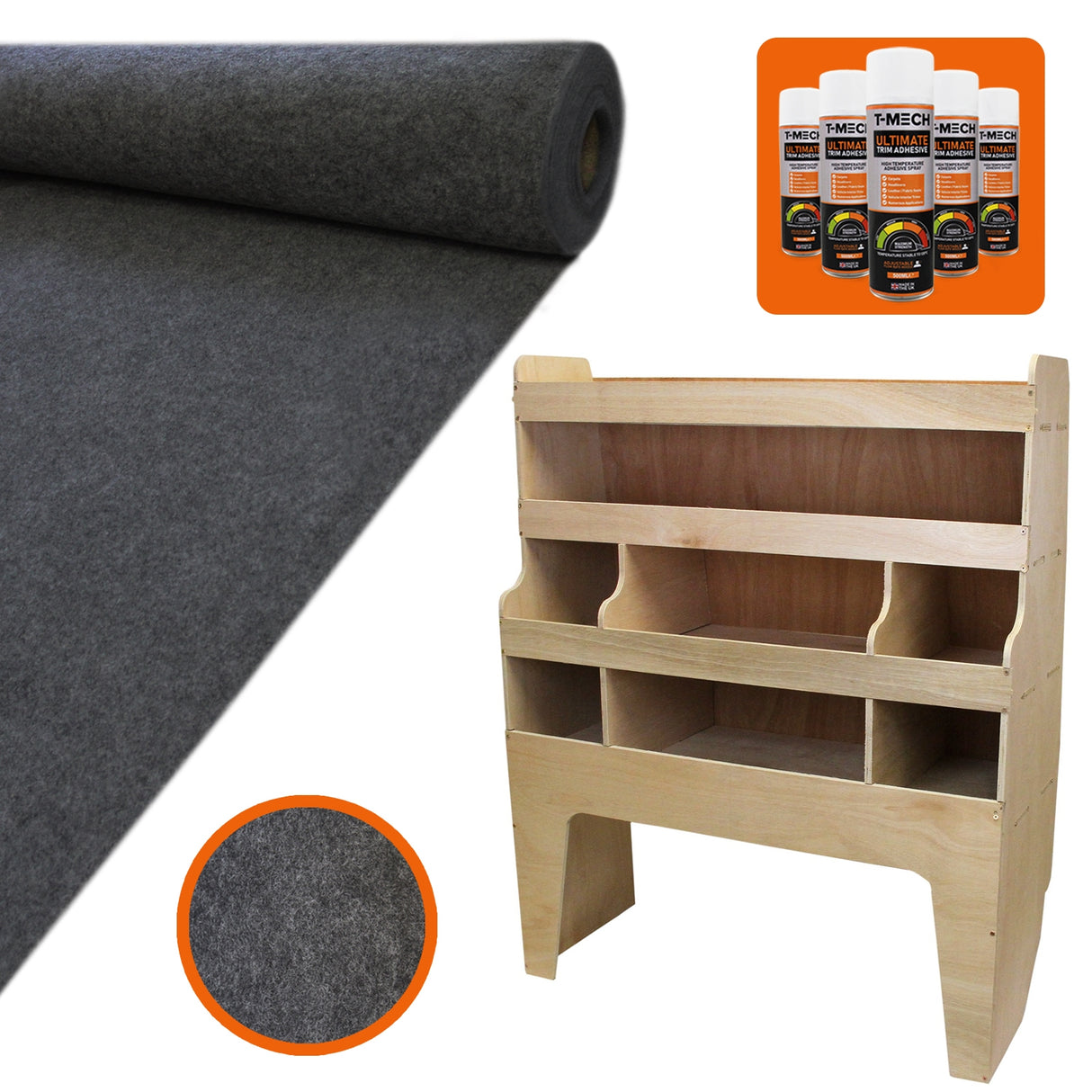 11sqm Anthracite Van Lining, Glue & VW Transporter Rack - Used - Acceptable