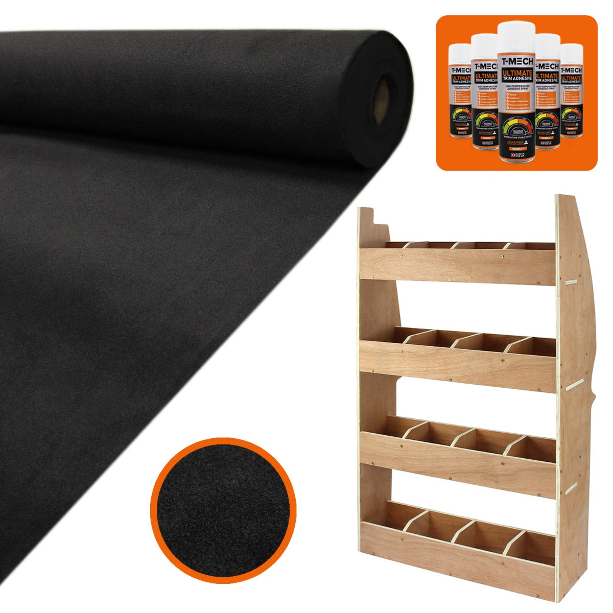 11sqm Black Van Lining & Citroen Berlingo Racking Unit - Like New
