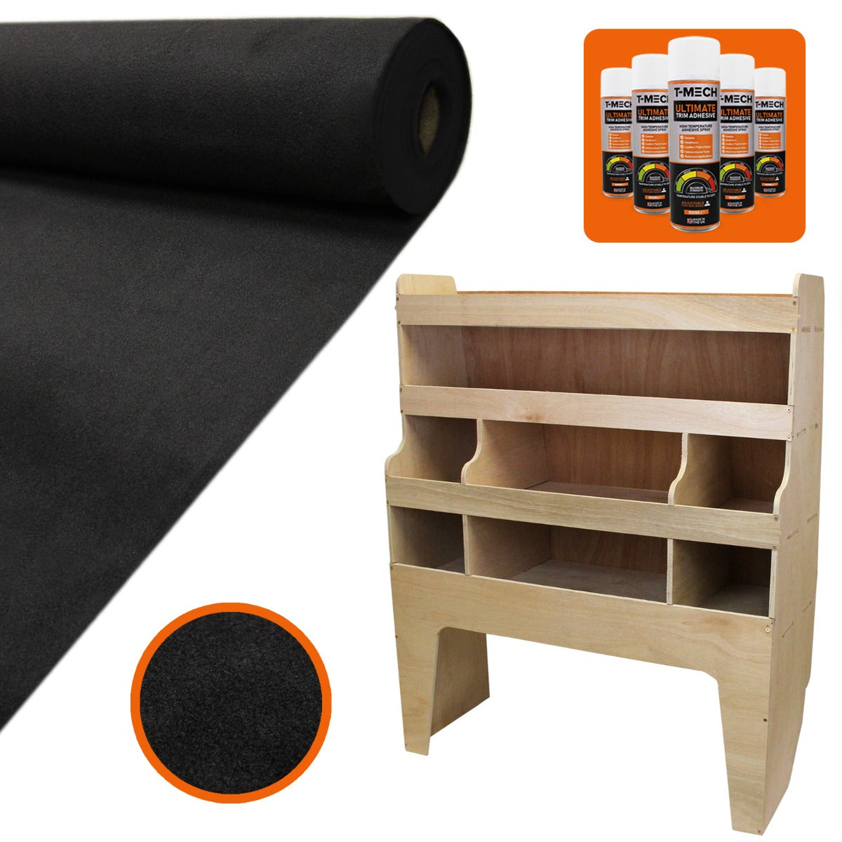 11sqm Black Van Lining & VW Transporter Racking Unit - Used - Acceptable