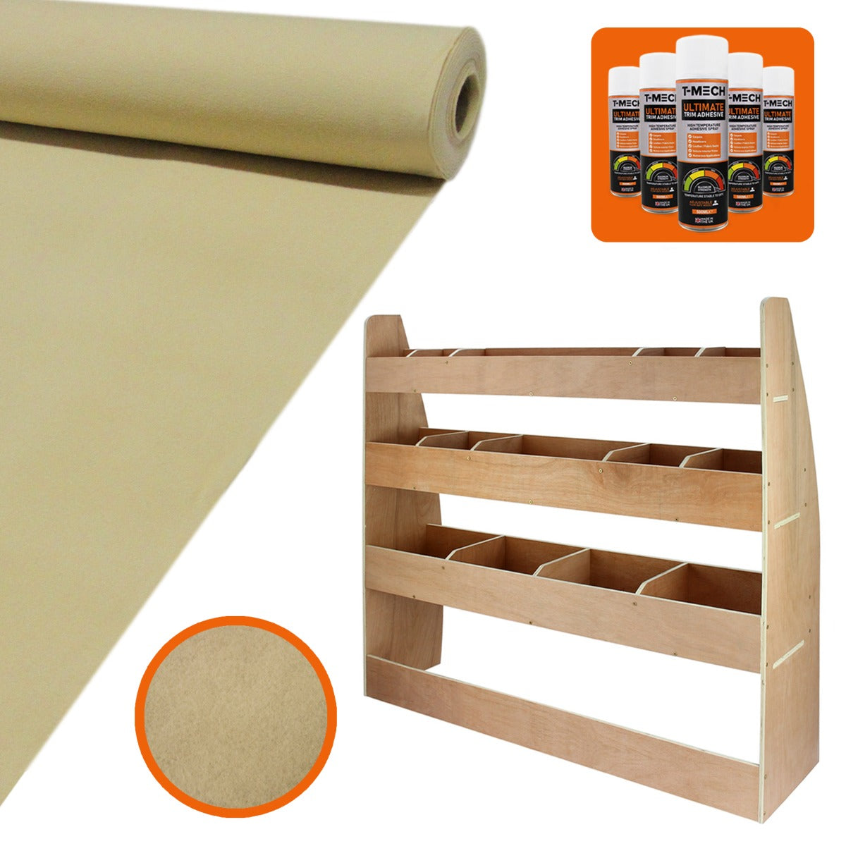 11sqm Wheat Van Lining & VW Caddy Racking Unit - Used - Very Good