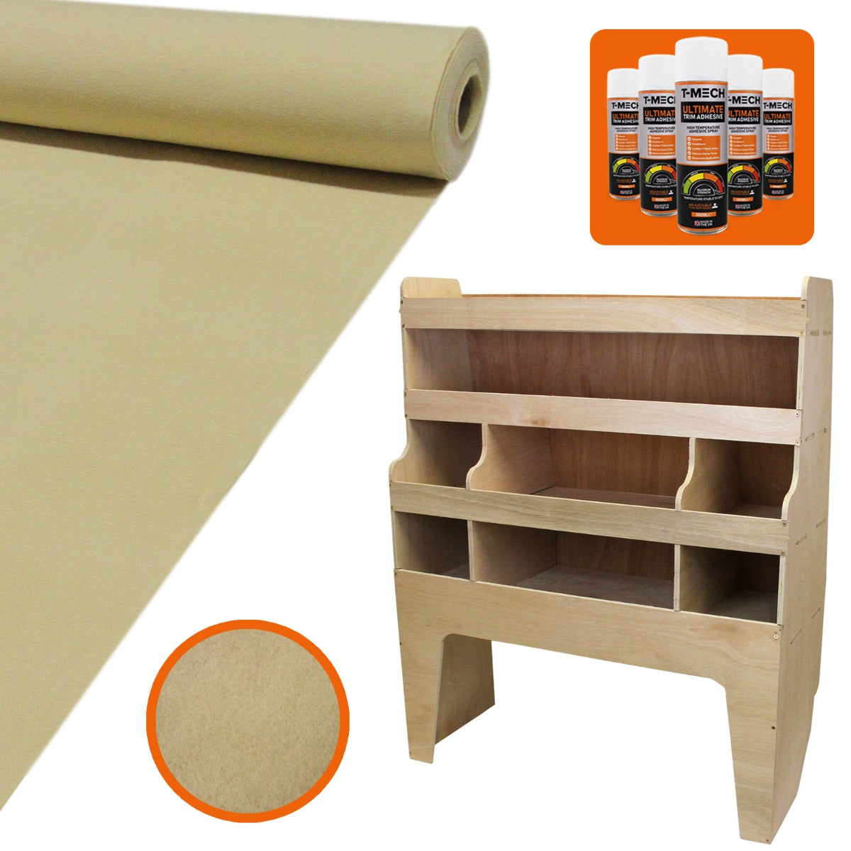 11sqm Wheat Van Lining & VW Transporter Racking Unit - Used - Acceptable