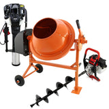 T-Mech Earth Auger, Cement Mixer and 4 Stroke Post Driver - Like New