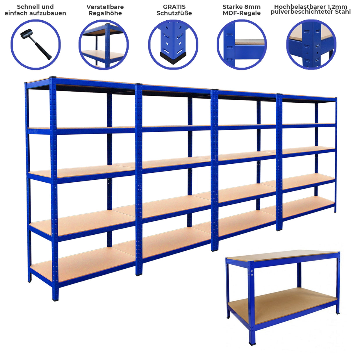 4 x T-Rax 90 x 45 x 180cm Racks & Workbench - Like New