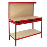 Workbench With Pegboard And Drawer In Red - Used - Good