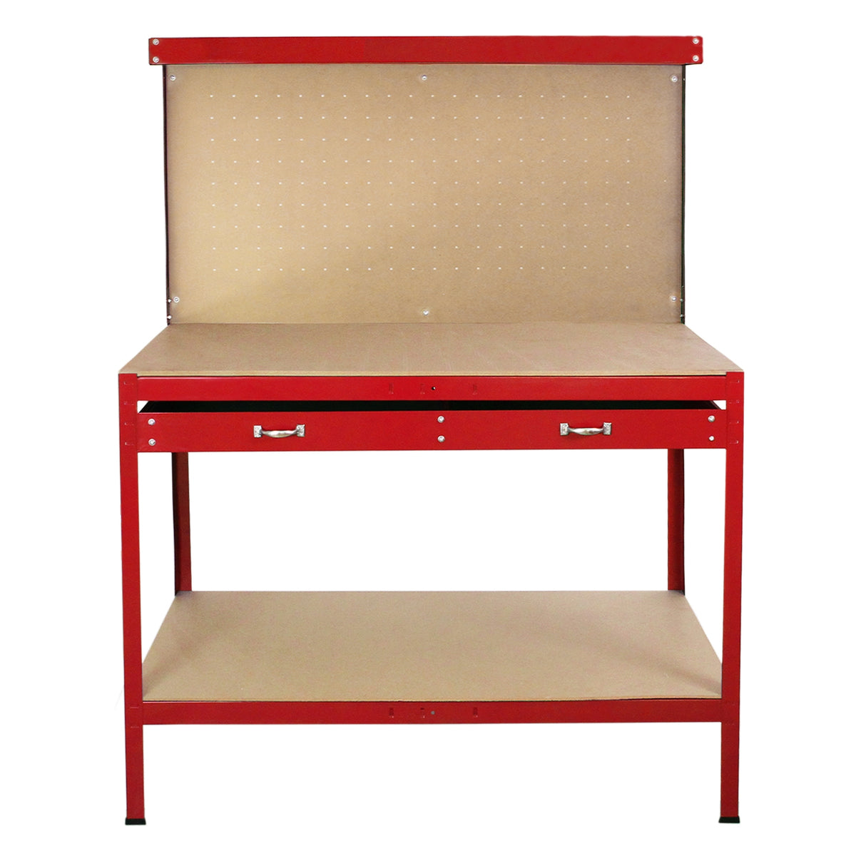 Workbench With Pegboard And Drawer In Red - Used - Good
