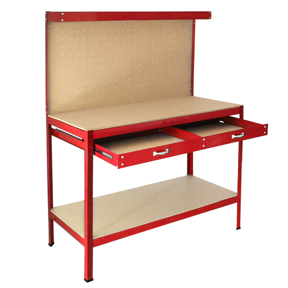 Workbench With Pegboard And Drawer In Red - Used - Very Good