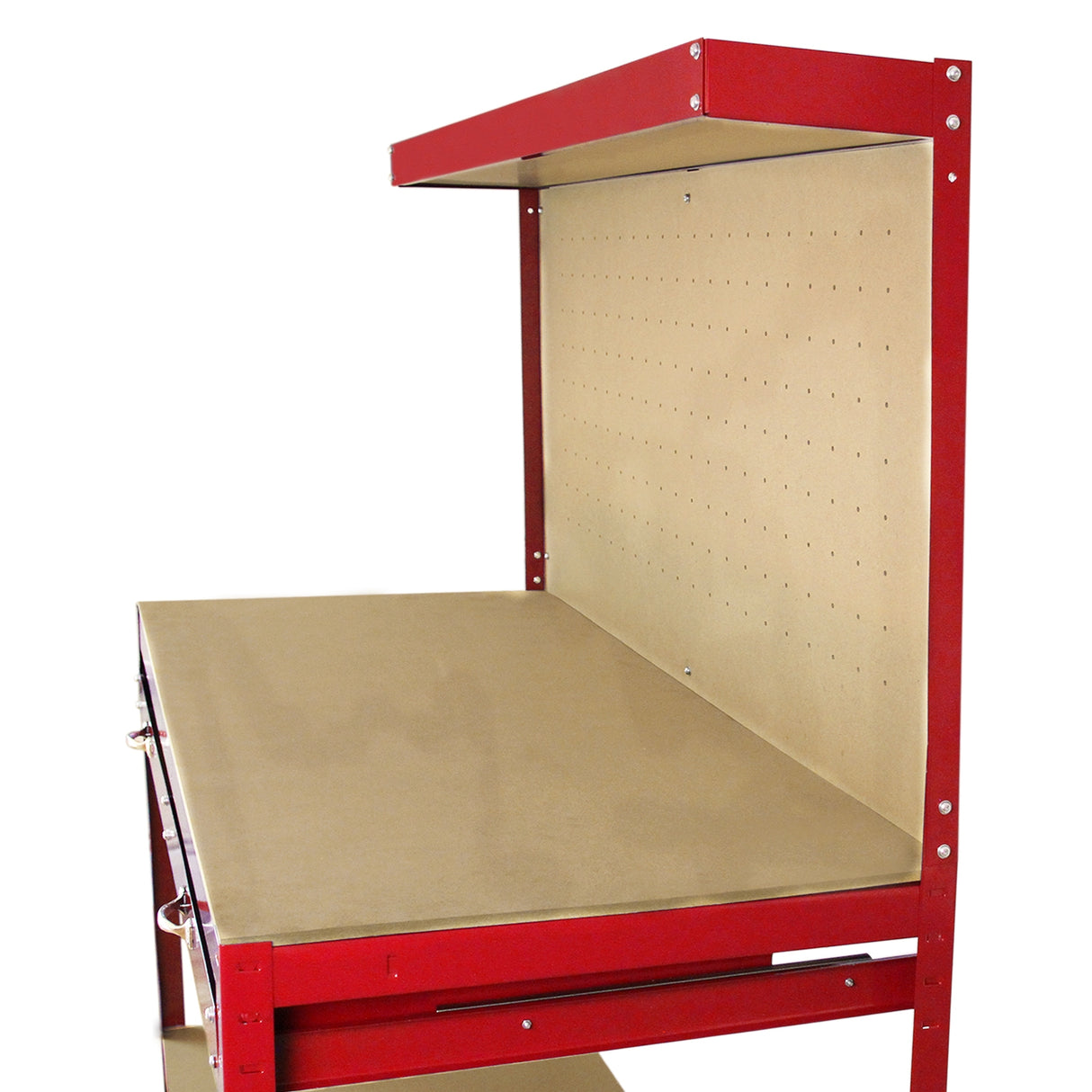 Workbench With Pegboard And Drawer In Red - Used - Very Good