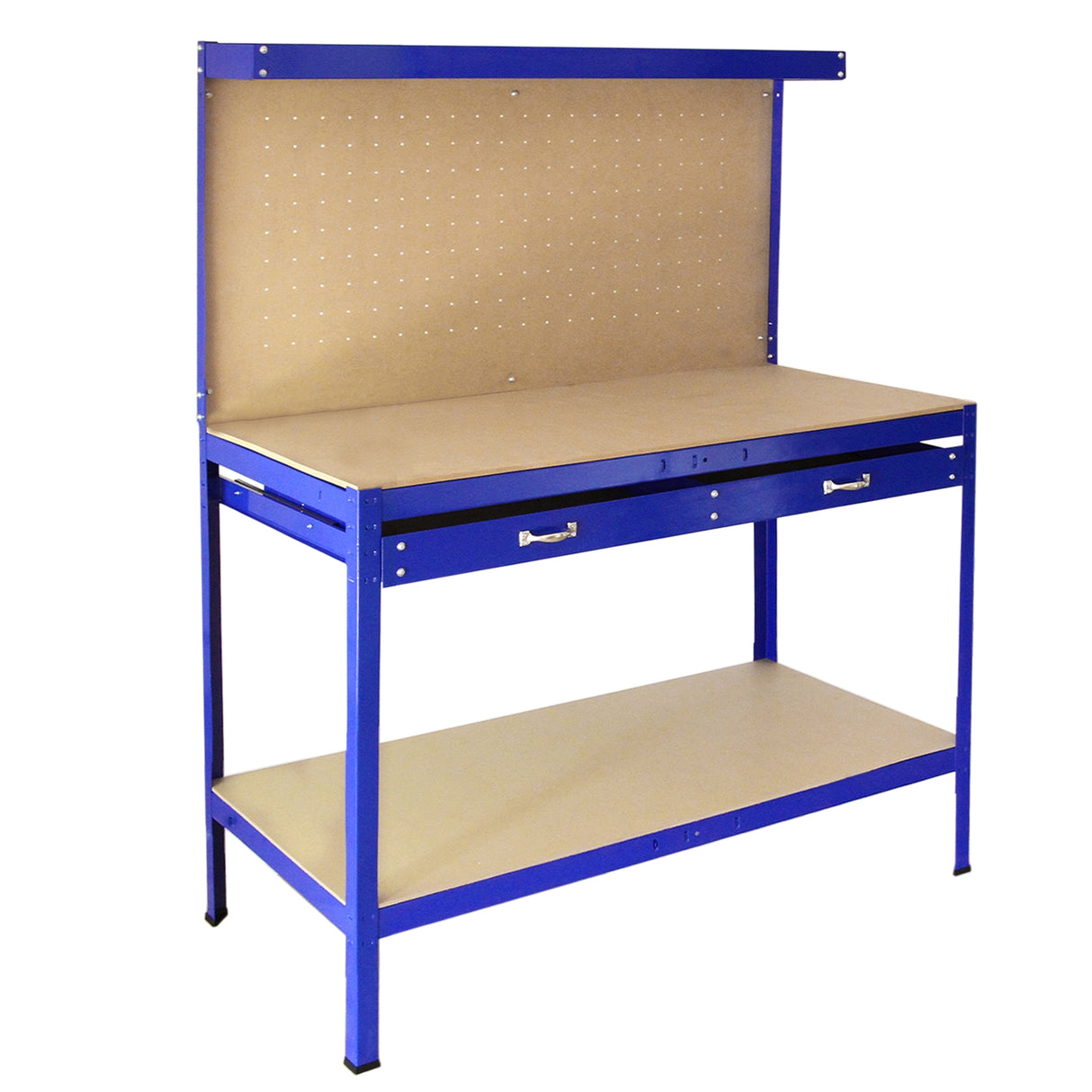 Workbench With Pegboard And Drawer In Blue - Like New