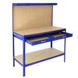 Workbench With Pegboard And Drawer In Blue - Like New