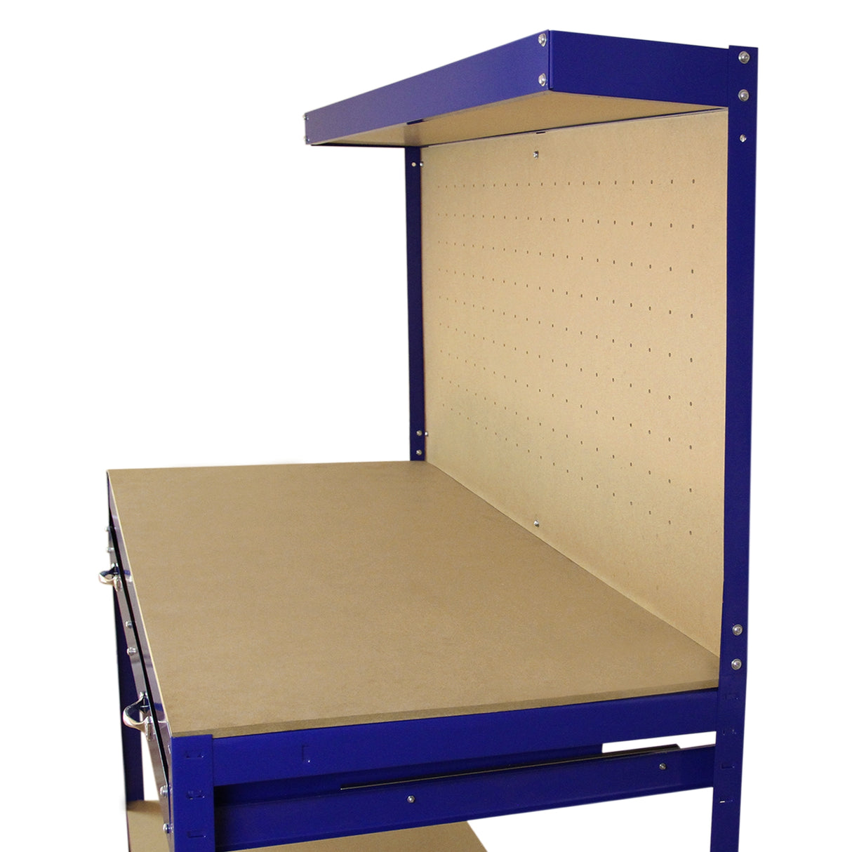 Workbench With Pegboard And Drawer In Blue - Like New