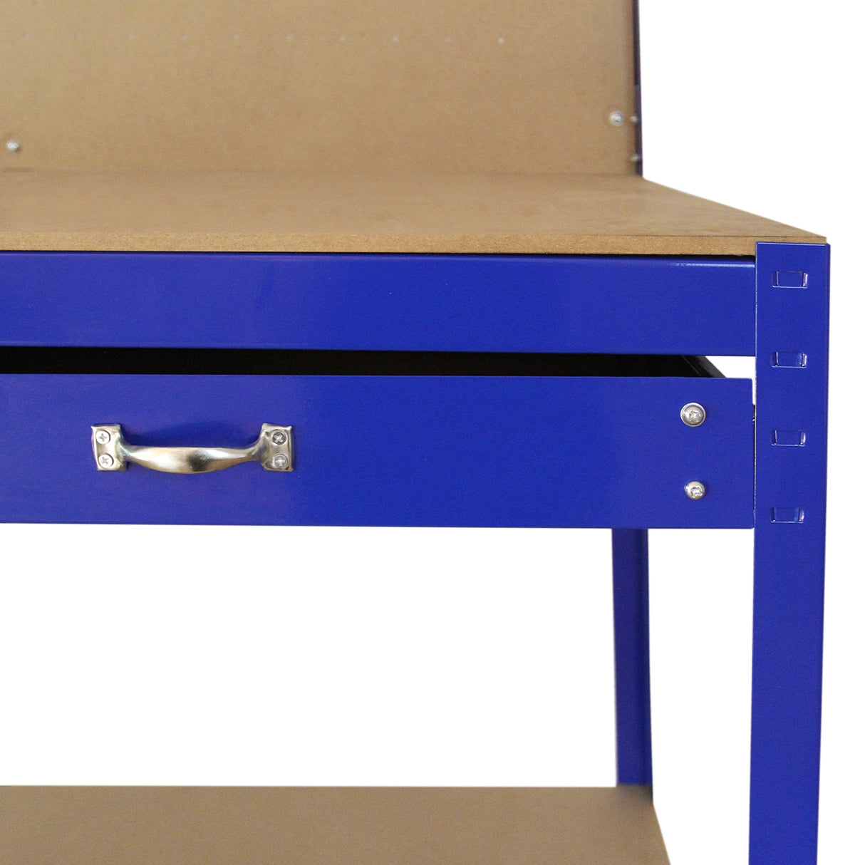 Workbench With Pegboard And Drawer In Blue - Like New