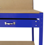 Workbench With Pegboard And Drawer In Blue - Like New