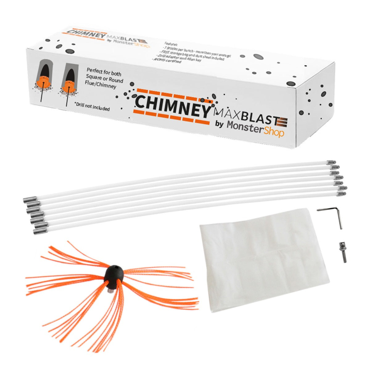 MAXBLAST Powered Chimney Sweep 8m - Like New